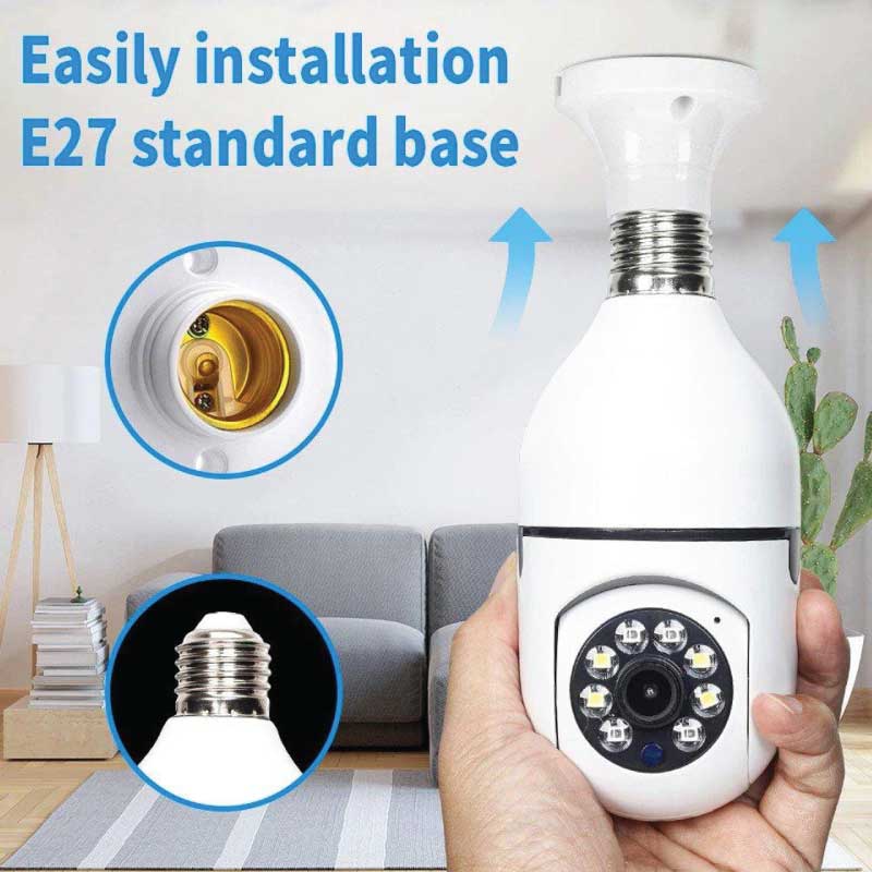 V380 Pro Bulb Camera 360° Smart Bulb WiFi Security Camera – 1080P Full HD Color Night Vision & Motion Tracking
